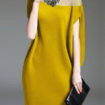Loose Raglan Sleeve Mesh Split-Joint Round-Neck Mini Dresses