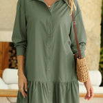 Women's Fashion Loose Button Down Shirt Dress