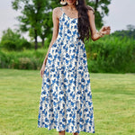 Zeagoo Womens Long Dress Adjustable Strap Floral Casual Dress