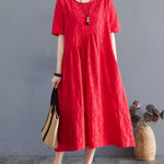 Cotton Blend Solid Color Irregularity Dress