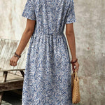 Zeagoo Womens Midi Dress Short Sleeve A-Line Cotton Linen Dress