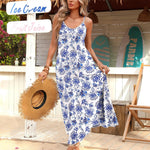Zeagoo Womens Maxi Dress Spaghetti Strap Casual Printed Dress
