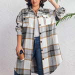 Zeagoo Womens Plus Size Flannel Plaid Button Down Shacket Jacket