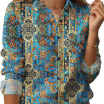 Zeagoo Womens Button Down Shirt Long Sleeve Blouse Business Work Tops Dressy Casual Floral Printed Outfits with Pocket