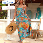 Zeagoo Womens Maxi Dress Spaghetti Strap Casual Printed Dress