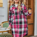 Zeagoo Womens Plus Size Flannel Plaid Button Down Shacket Jacket
