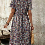 Zeagoo Womens Midi Dress Short Sleeve A-Line Cotton Linen Dress