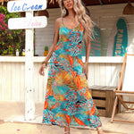 Zeagoo Womens Maxi Dress Spaghetti Strap Casual Printed Dress