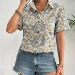 Zeagoo Womens Button Down Linen Shirt Short Sleeve Cotton Blouse