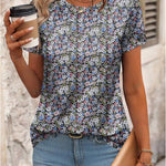 Zeagoo Womens Short Sleeve Tunic Shirts Floral Print Tops