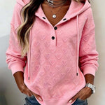 Women'S Casual Heart-Patterned Hooded Pullover Sweatshirt
