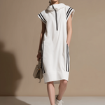 Retro Sporty Color-blocked Striped Sleeveless Midi Dress