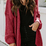 Drop Shoulder Open Front Knit Oversized Sweater Cardigan