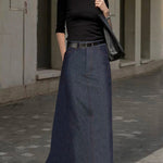 Loose No Belt Pockets Solid Color Skirts Bottoms