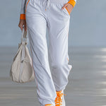 Fashionable Sporty Gray-blue Long-sleeved Half-zip Top And Trousers Set