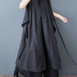A-Line Loose Pockets Solid Color Tied Zipper V-Neck Midi Dresses Shirt Dress