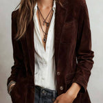 Suede lapel single-breasted suit jacket