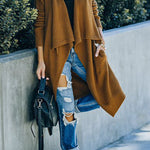 Fireside Pocketed Oversized Drape Neckline Knit Cardigan