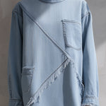 Light Blue Raw-Edge Denim Mini Dress