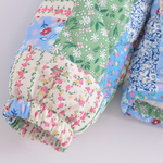 Loose Stand Collar Long Sleeve Floral Printed Cotton Jacket