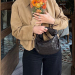 Lapel Button Up Pocketed Faux Suede Crop Jacket