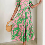 Elegant and trendy cross-neck V-neck wrap print dress