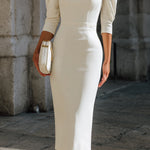 Square Neck Puff Sleeve Tailored Midi Dress