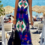 Unique Printed Round Neck Sleeveless Holiday Maxi Dress