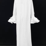 Flared Sleeves High-Low Solid Color Split-Joint Tiered Round-Neck T-Shirts Tops