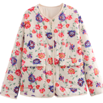 Street V-neck Loose Cardigan Fashion Print Cotton Coat for Women
