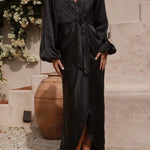 Celebrities Elegant Solid Bandage V Neck A Line Dresses
