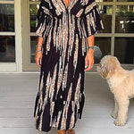 V Neck Waist Pleated Big A Skirt Dress
