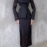 Perfectly Shaped Organza High Rise Side Zipper Pencil Midi Skirt