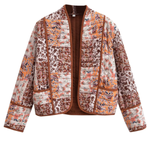 Fashion Printed Loose Casual Cardigan Short Quilted Cotton Jacket