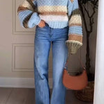 Casual Comfortable Striped Crewneck Sweater