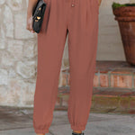 High Waist Lace-Up Pencil Cuff Pants