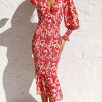 Rowena Floral Bishop Sleeve Smocked Midi Dress