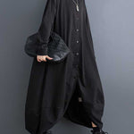 A-Line Long Sleeves Buttoned Pockets Solid Color Split-Joint Lapel Midi Dresses Shirt Dress