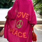 Calling for Love Back Printed Pocket Oversized Midi Cardigan