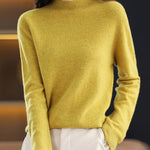 Office Long Sleeves Solid Color High-Neck Sweater Tops Pullovers