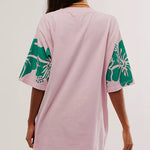 Floral Print Loose Round Neck Short Sleeve T-shirt