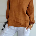 Lantern Sleeve Design Cotton and Linen Top (Buy 2 Free Shipping)