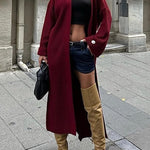 Warm Harvest Knit Button Detail Belted Duster Maxi Cardigan