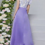 High Waisted Petal Sleeves Printed Split-Joint Deep V-Neck Maxi Dresses
