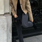 Lapel Button Up Pocketed Faux Suede Crop Jacket