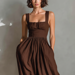 Women's Minimalist Linen-blend Maxi Dress With Wide Straps