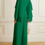 Long Sleeves Wrap Solid Color Zipper Jumpsuits