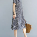 Artistic Retro Floral Printed Stand Collar Short Sleeves Cheongsam Midi Dress