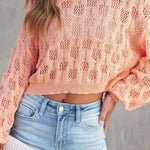 Loose Commuter Casual Hollow Lantern Sleeve Pullover Round Neck Sweater