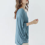 Vintage Loose Round-Neck Batwing Sleeves Shirts